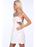 Cream tied flower dress ZZ393 - Online store - Boutique